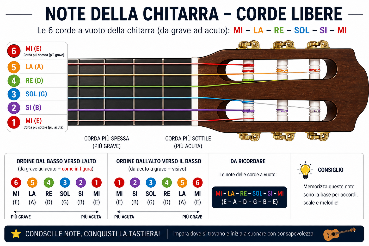 Nomi Note Note corde chitarra: nomi, ordine e come memorizzarle
